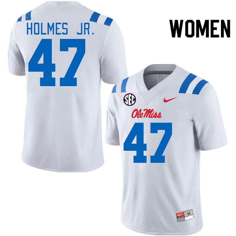 Women #47 DeeJay Holmes Jr. Ole Miss Rebels 2024 New Uniforms College Football Jerseys Stitched-Whit